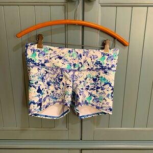 Tough Mode athletic shorts, never worn, blue and white floral, size small.